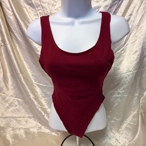 Burgundy Backless Tank Bodysuit
